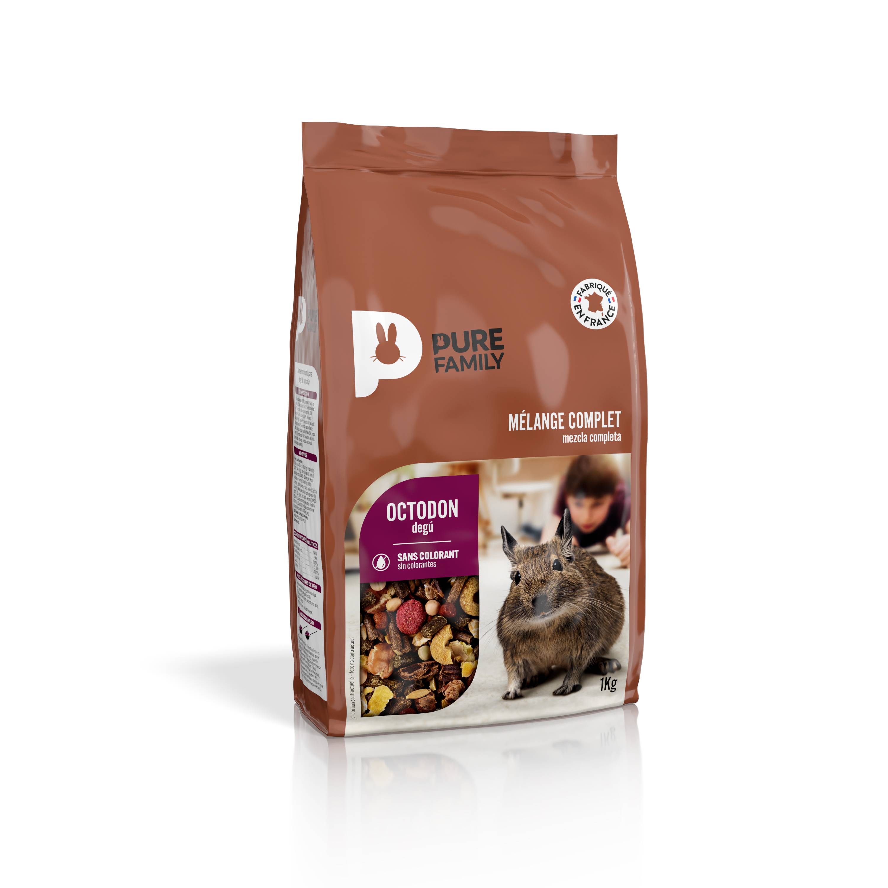 Pure Family - Mélange complet Octodon Dègue du Chili 1 kg - Pure Family