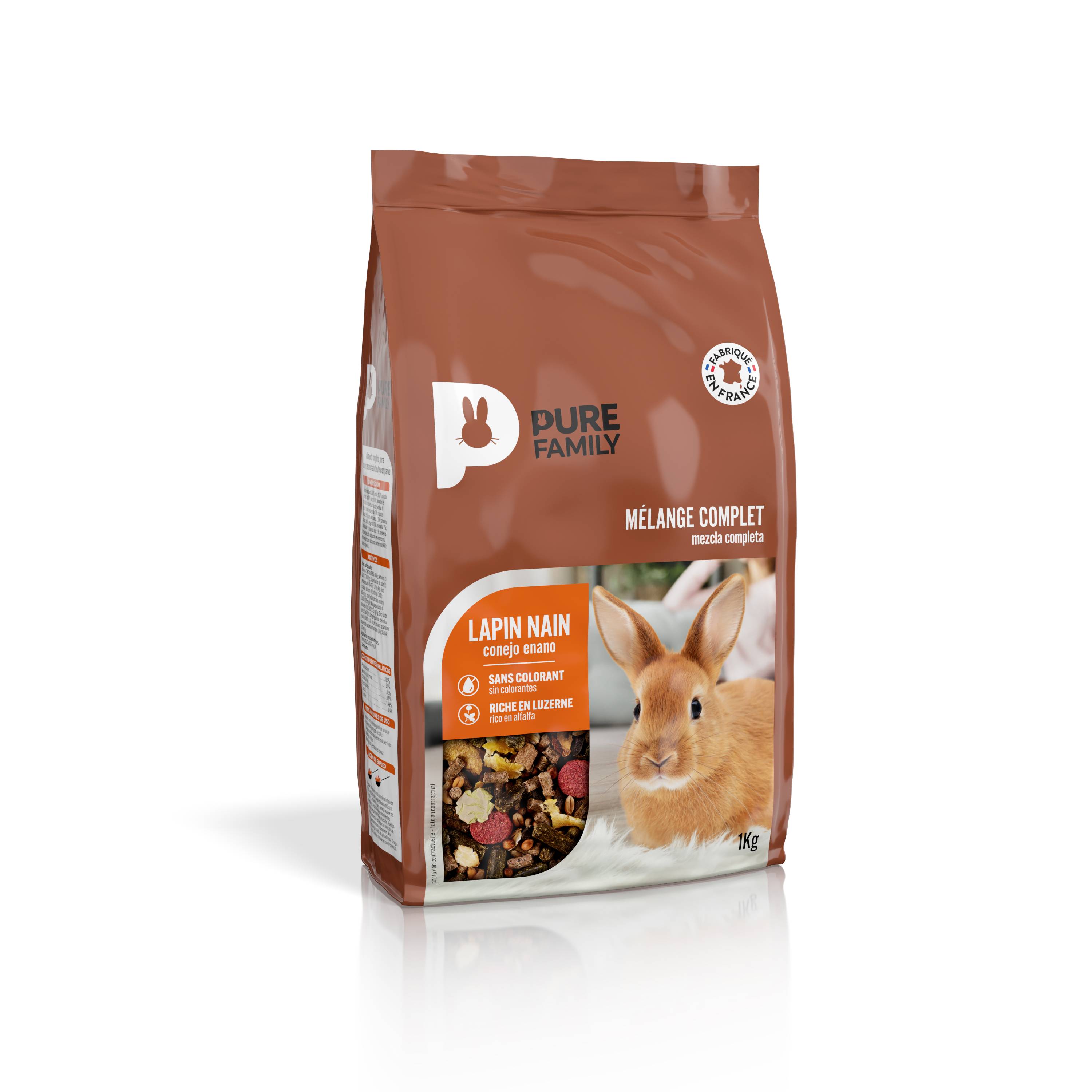 Pure Family - Mezcla completa conejo enano 1 kg - Pure Family - Imagen 1