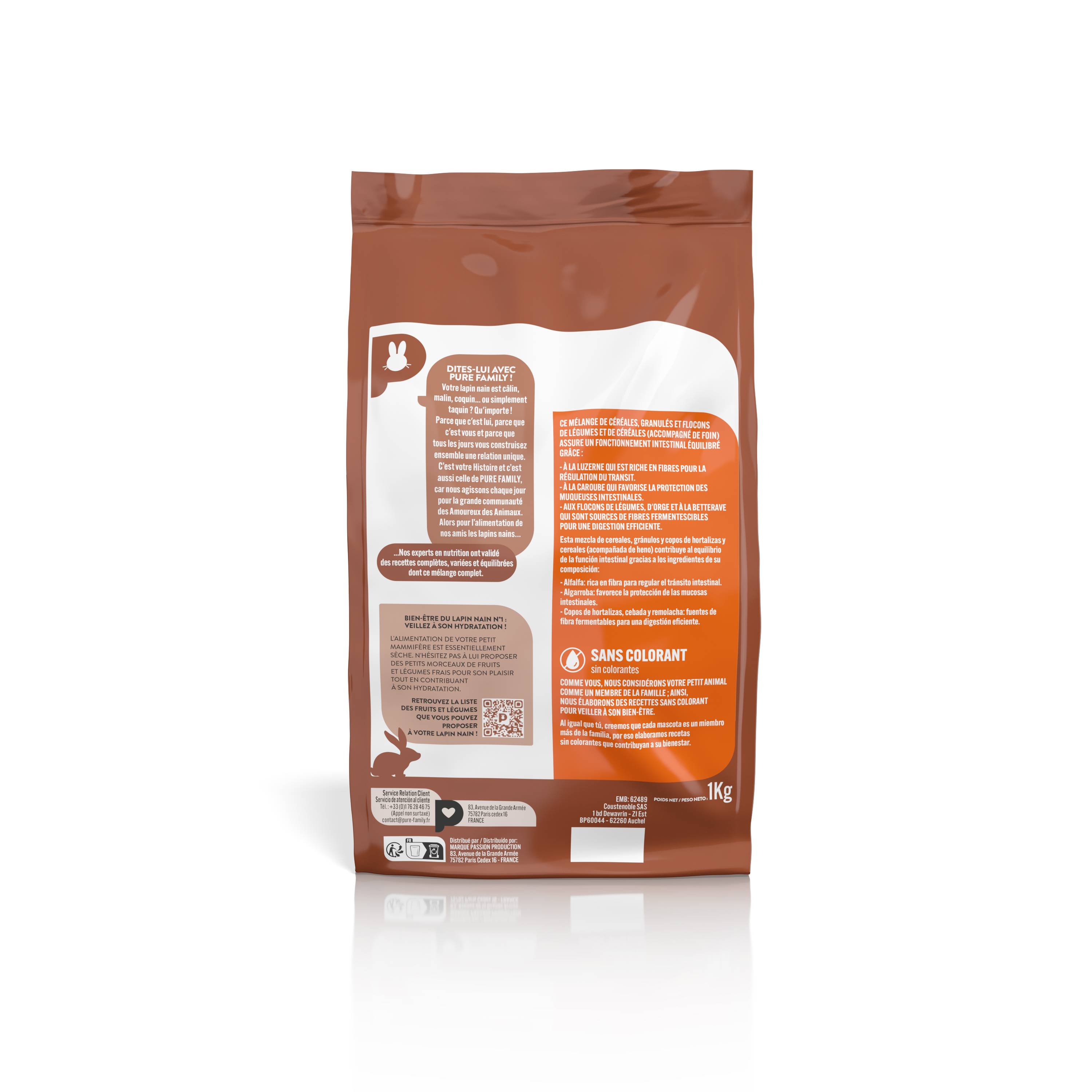 Pure Family - Mezcla completa conejo enano 1 kg - Pure Family - Imagen 3