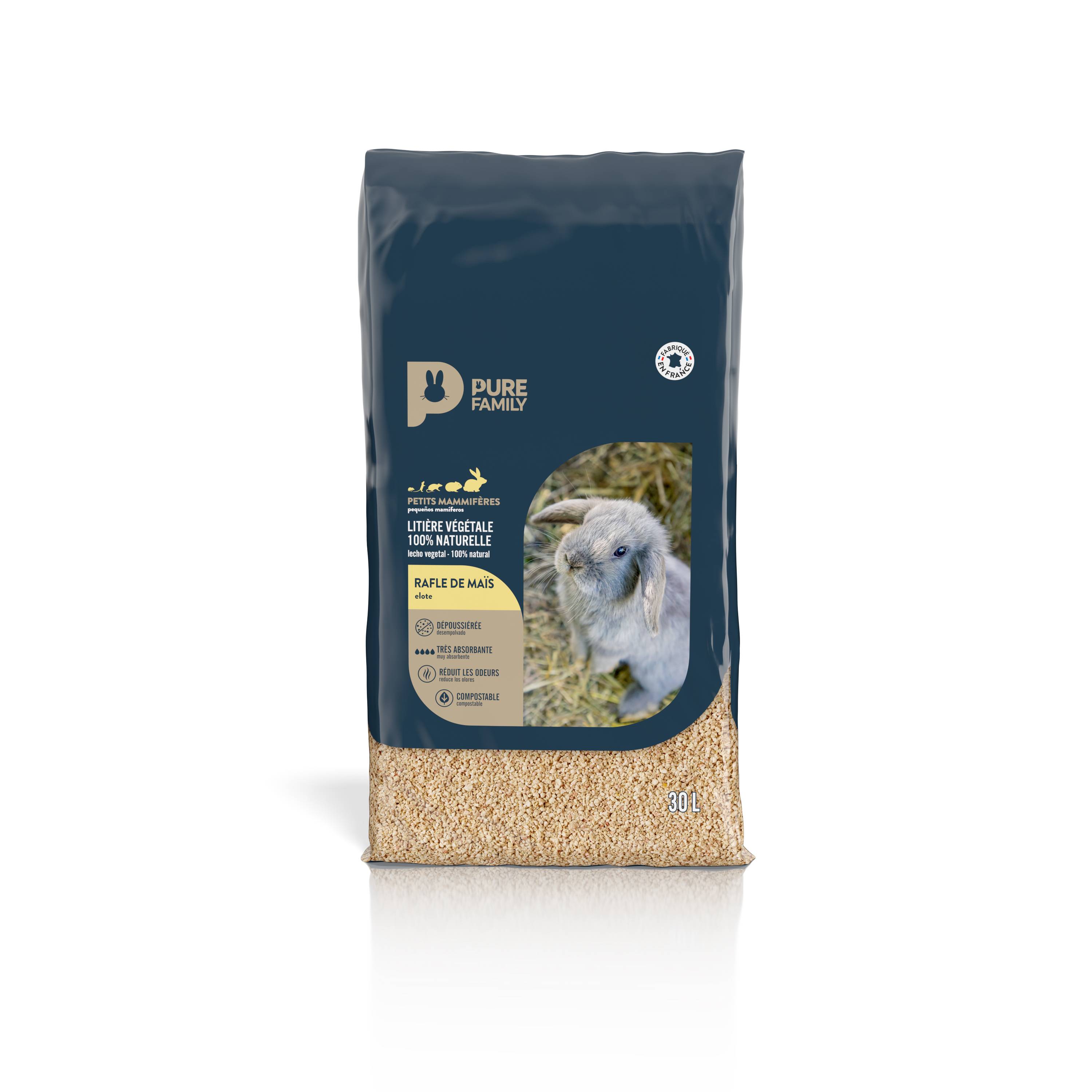 Pure Family - Litière pour rongeurs rafle maïs 30 L - Pure Family