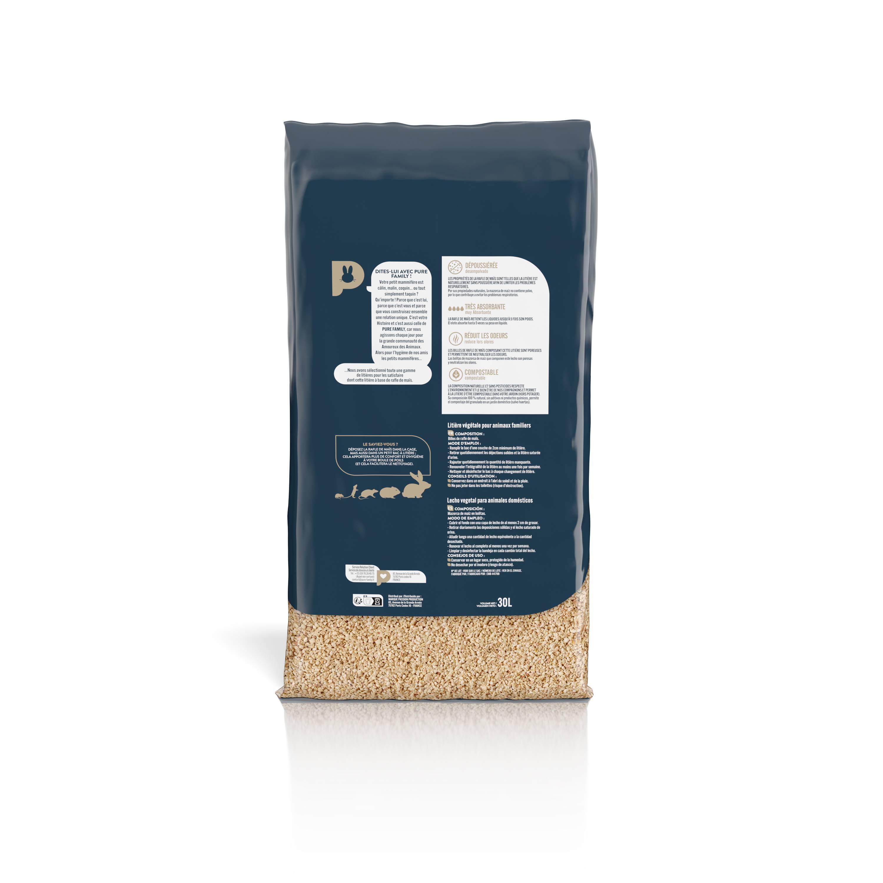 Pure Family - Litière pour rongeurs rafle maïs 30 L - Pure Family - Imagen 2