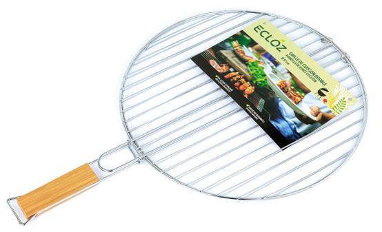 Ecloz - Double grille barbecue acier chromé Ø 37 cm manche bambou - ECLOZ