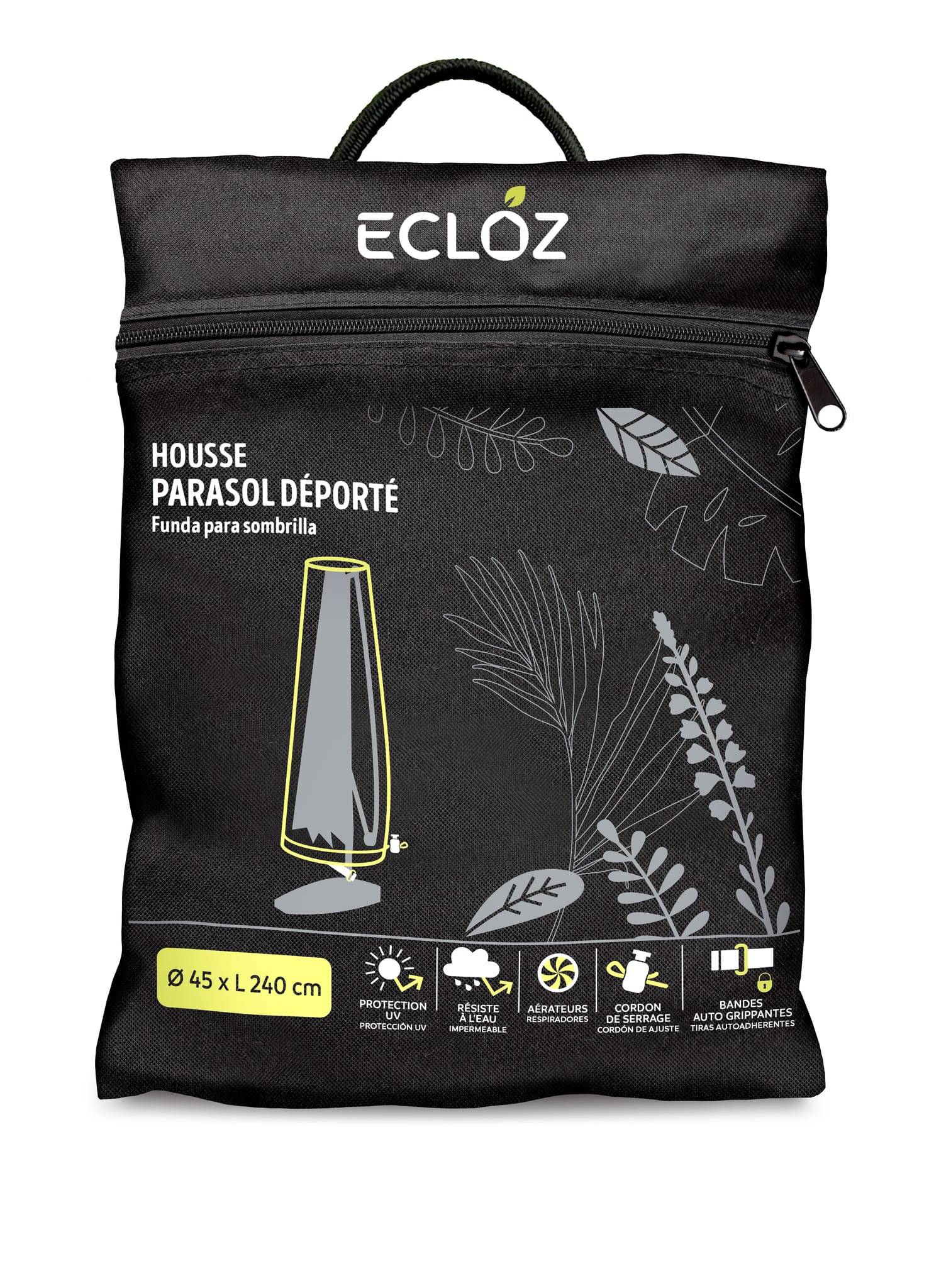 Ecloz - Funda de parasol desplazado impermeable poliéster antracita ECLOZ