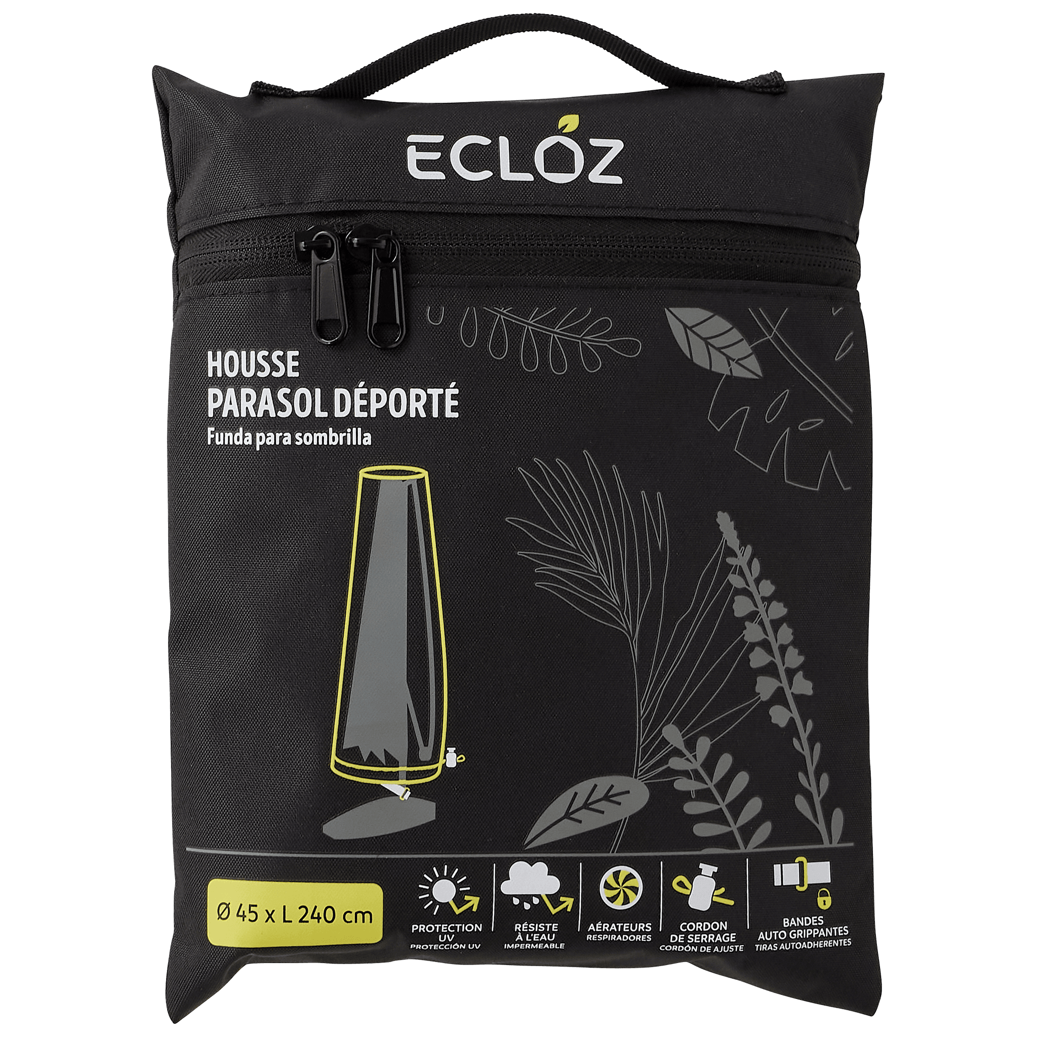 Ecloz - Housse de parasol déporté imperméable polyester anthracite ECLOZ - Imagen 4