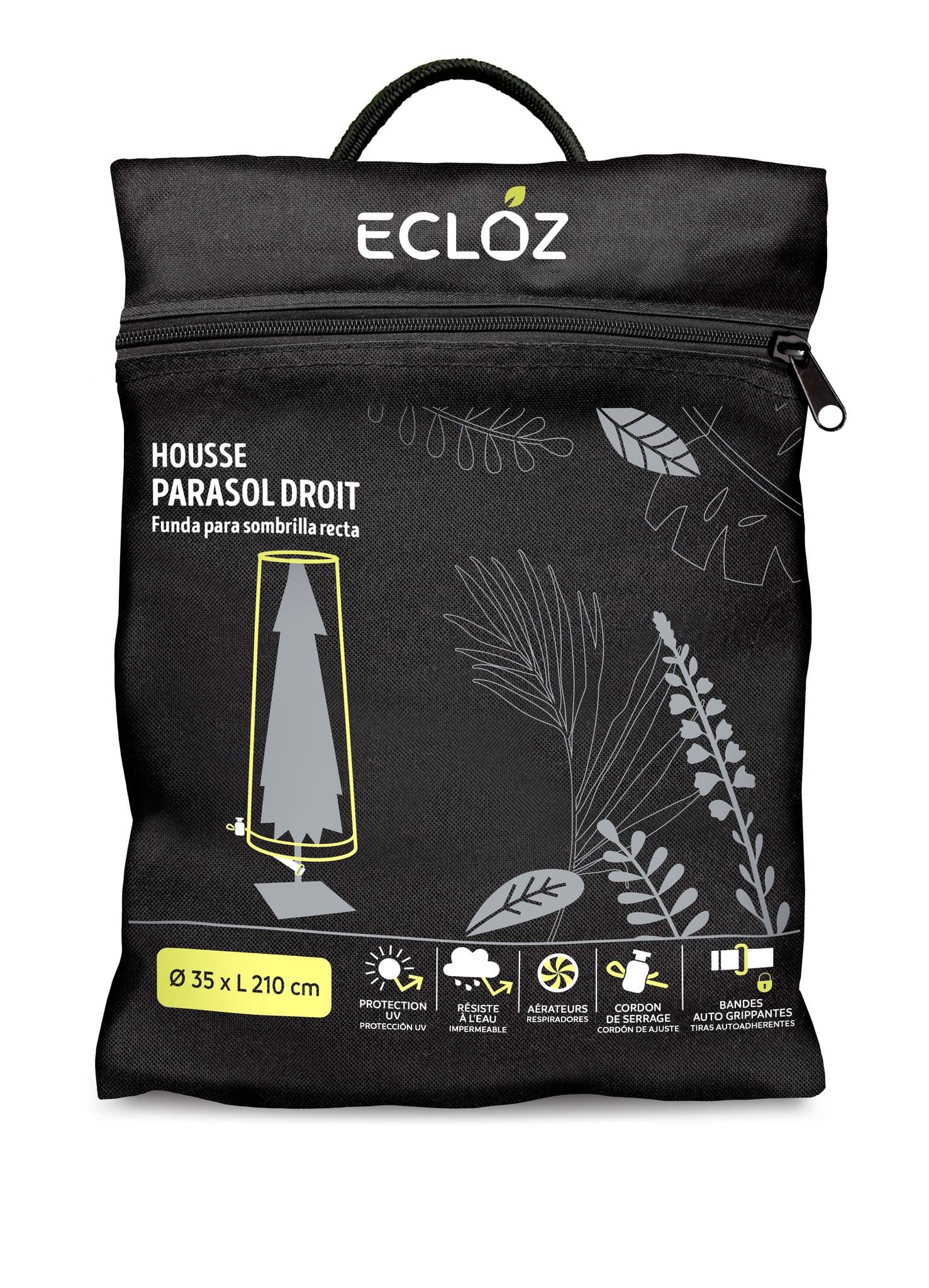 Ecloz - Housse de parasol droit imperméable polyester anthracite ECLOZ - Imagen 1