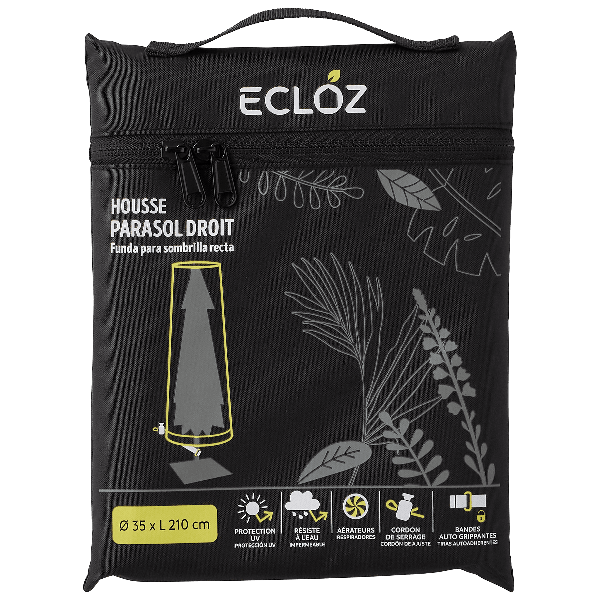 Ecloz - Housse de parasol droit imperméable polyester anthracite ECLOZ - Imagen 4
