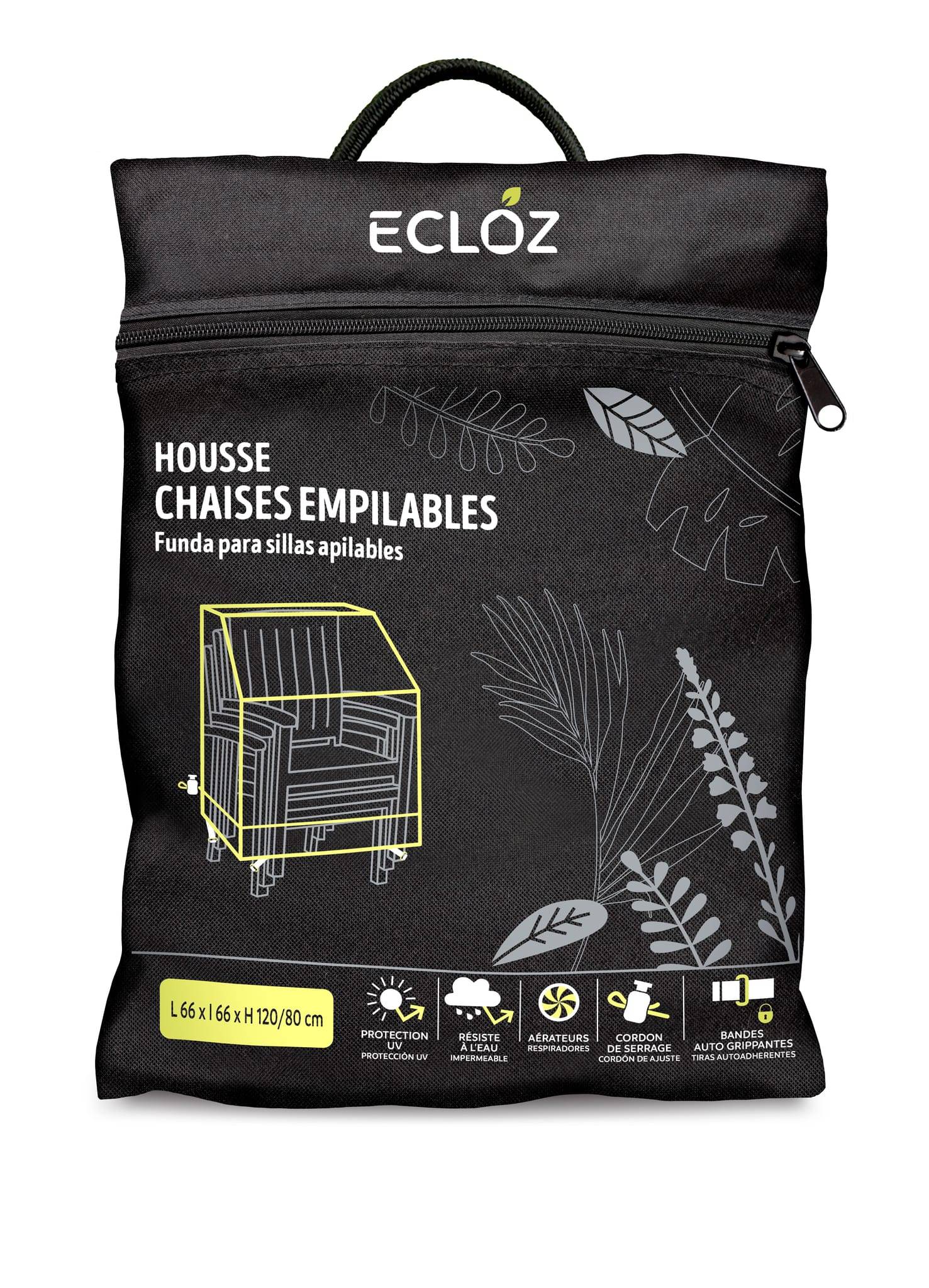 Ecloz - Housse chaises de jardin empilable polyester anthracite ECLOZ - Image 1