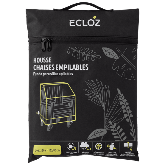 Ecloz - Housse chaises de jardin empilable polyester anthracite ECLOZ - Image 2