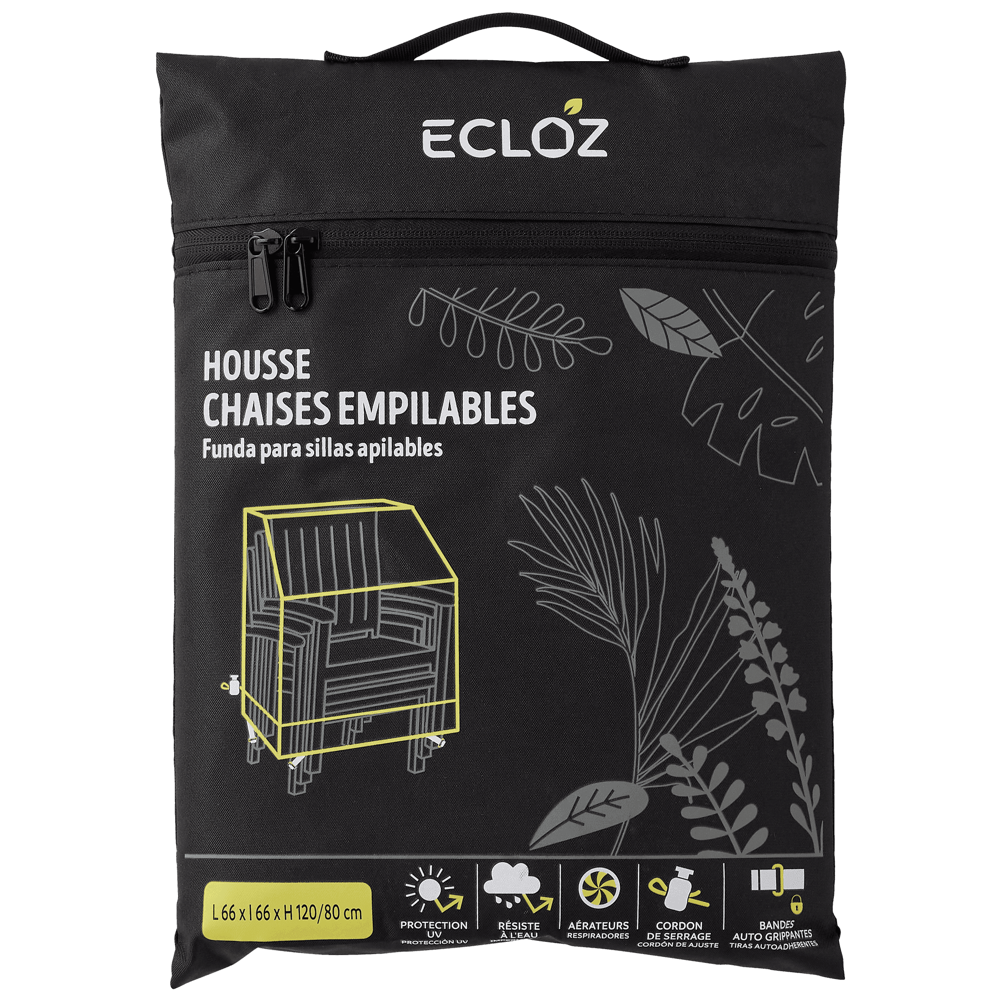 Ecloz - Housse chaises de jardin empilable polyester anthracite ECLOZ - Image 2