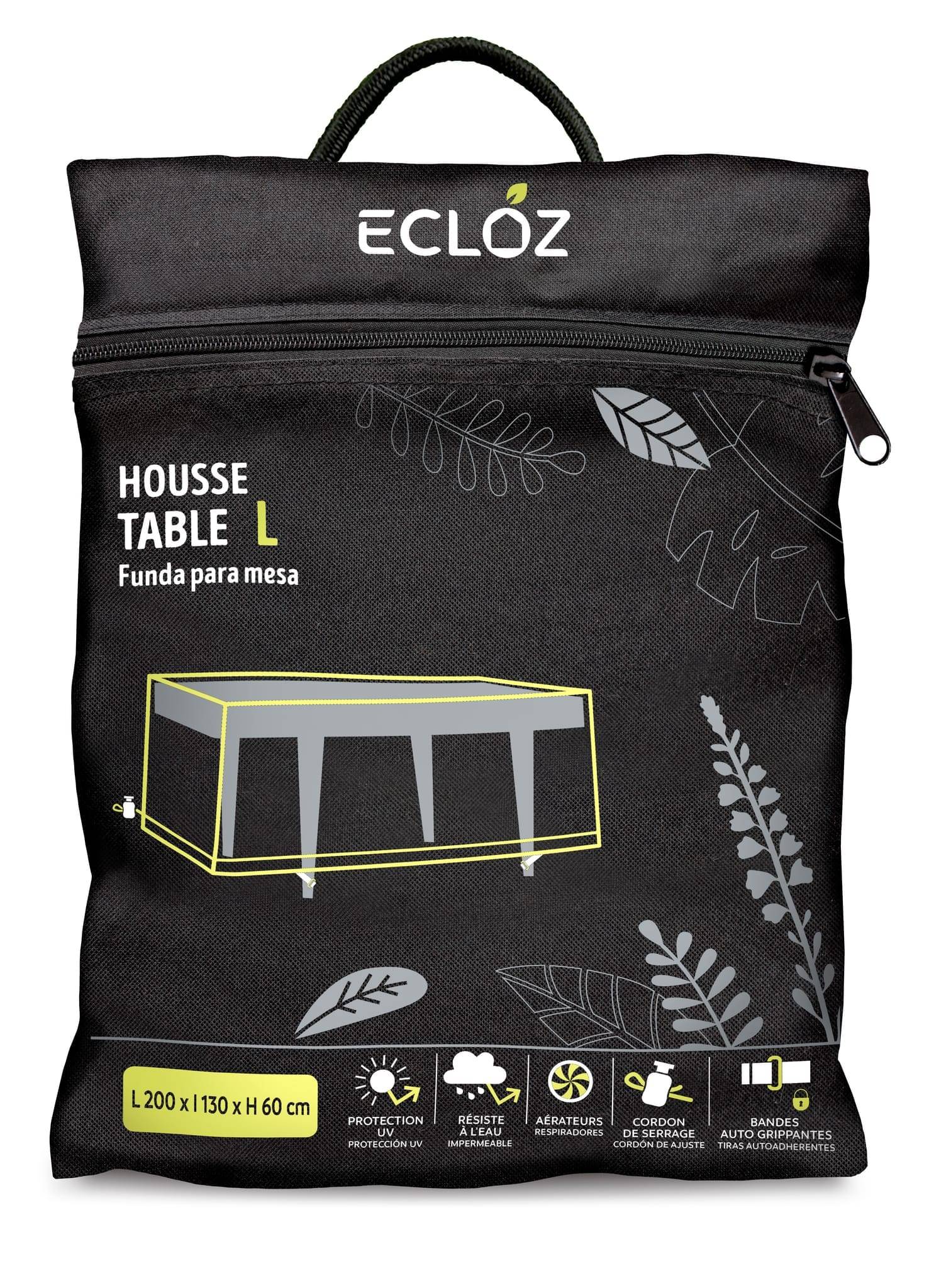 Ecloz - Housse Table de Jardin imperméable polyester taille L anthracite - ECLOZ