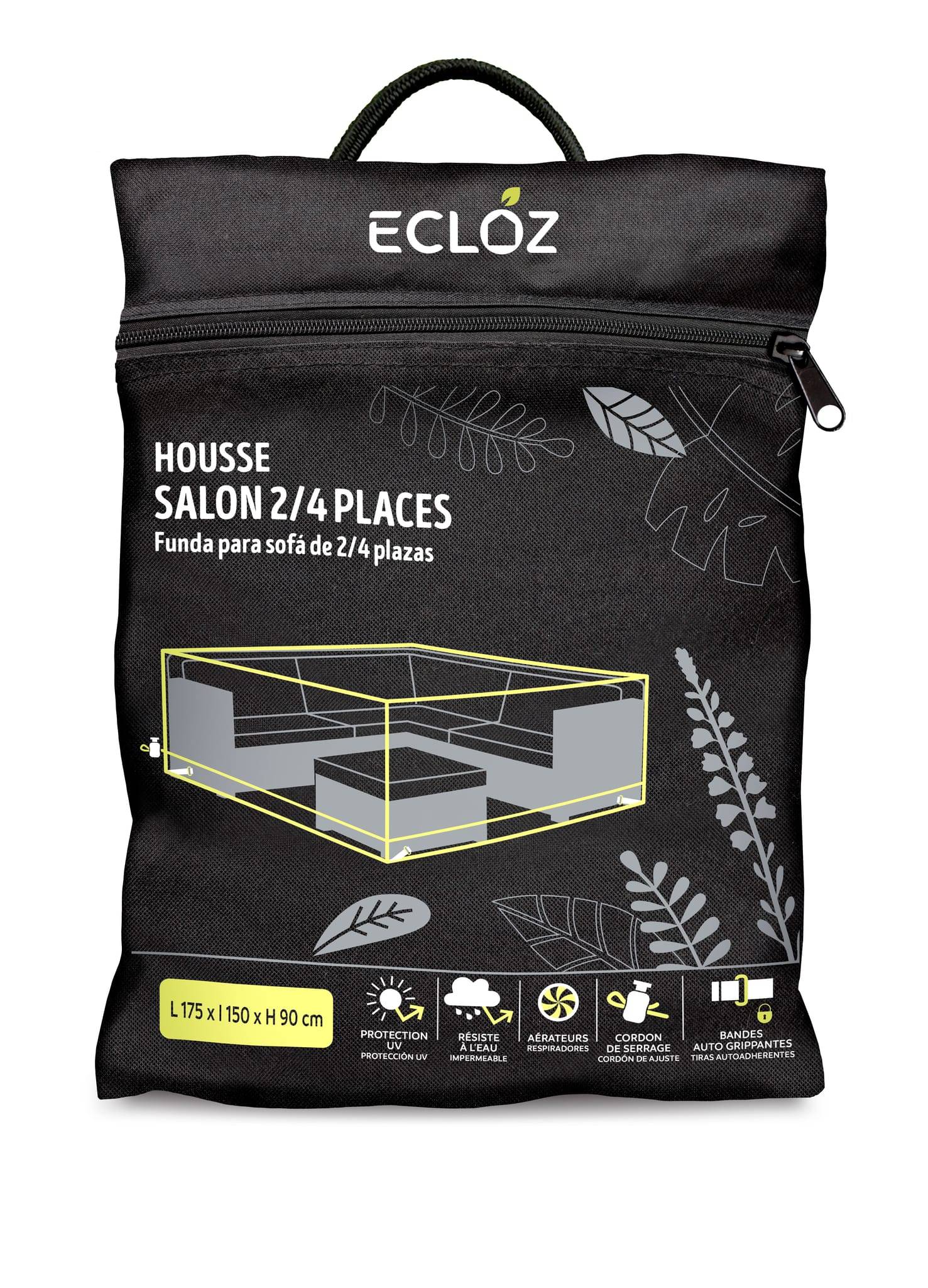 Ecloz - Housse salon de jardin imperméable polyester M anthracite - ECLOZ