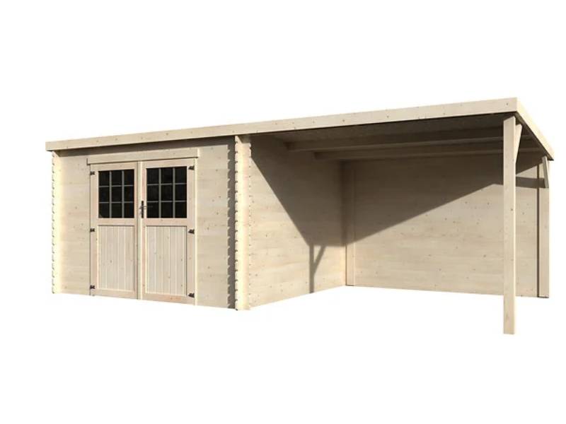 Decor et Jardin - Abri de jardin bois auvent toit plat 18m² Eden Décor et Jardin
