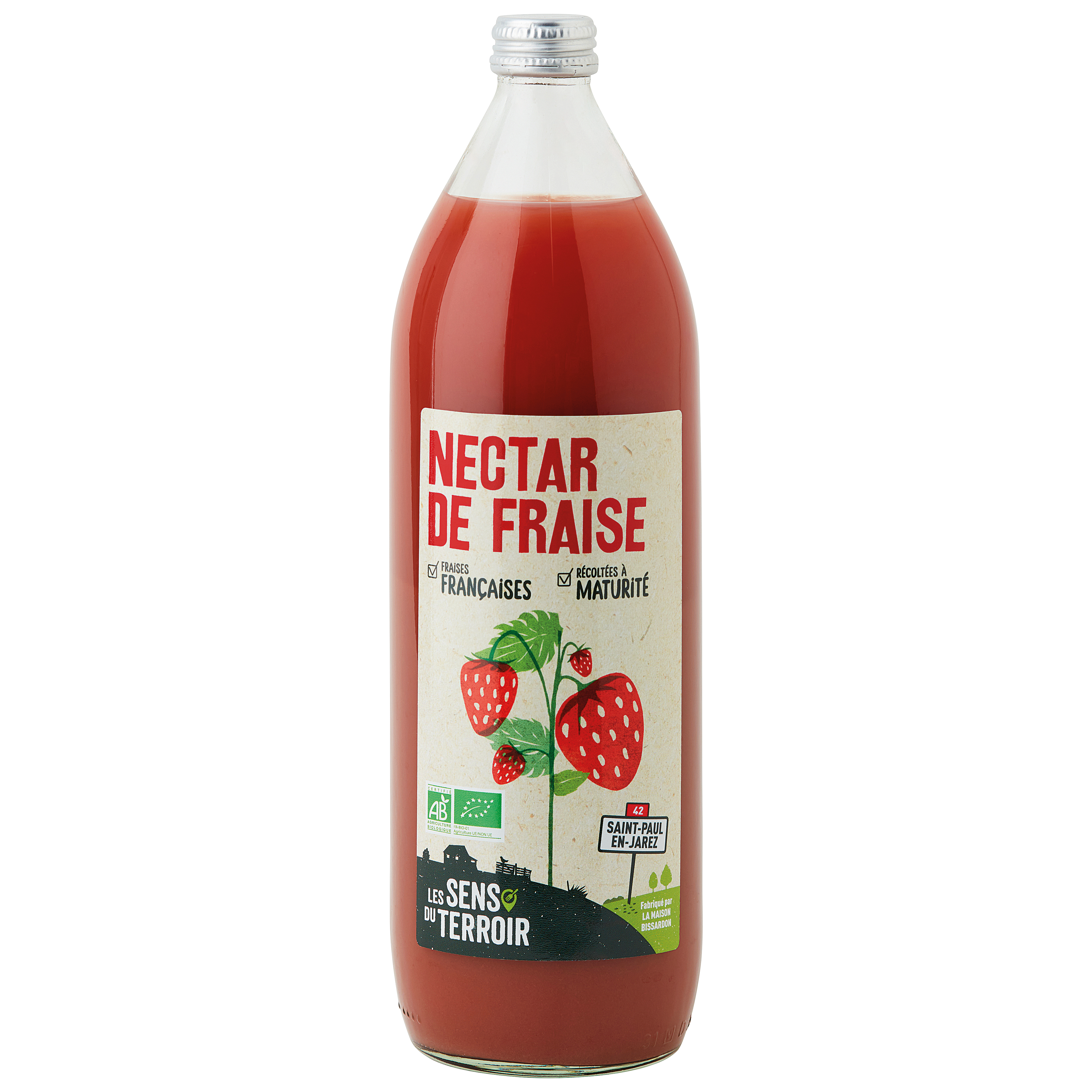 Les Sens du Terroir - Nectar de fraise BIO 1 L - Les Sens du Terroir