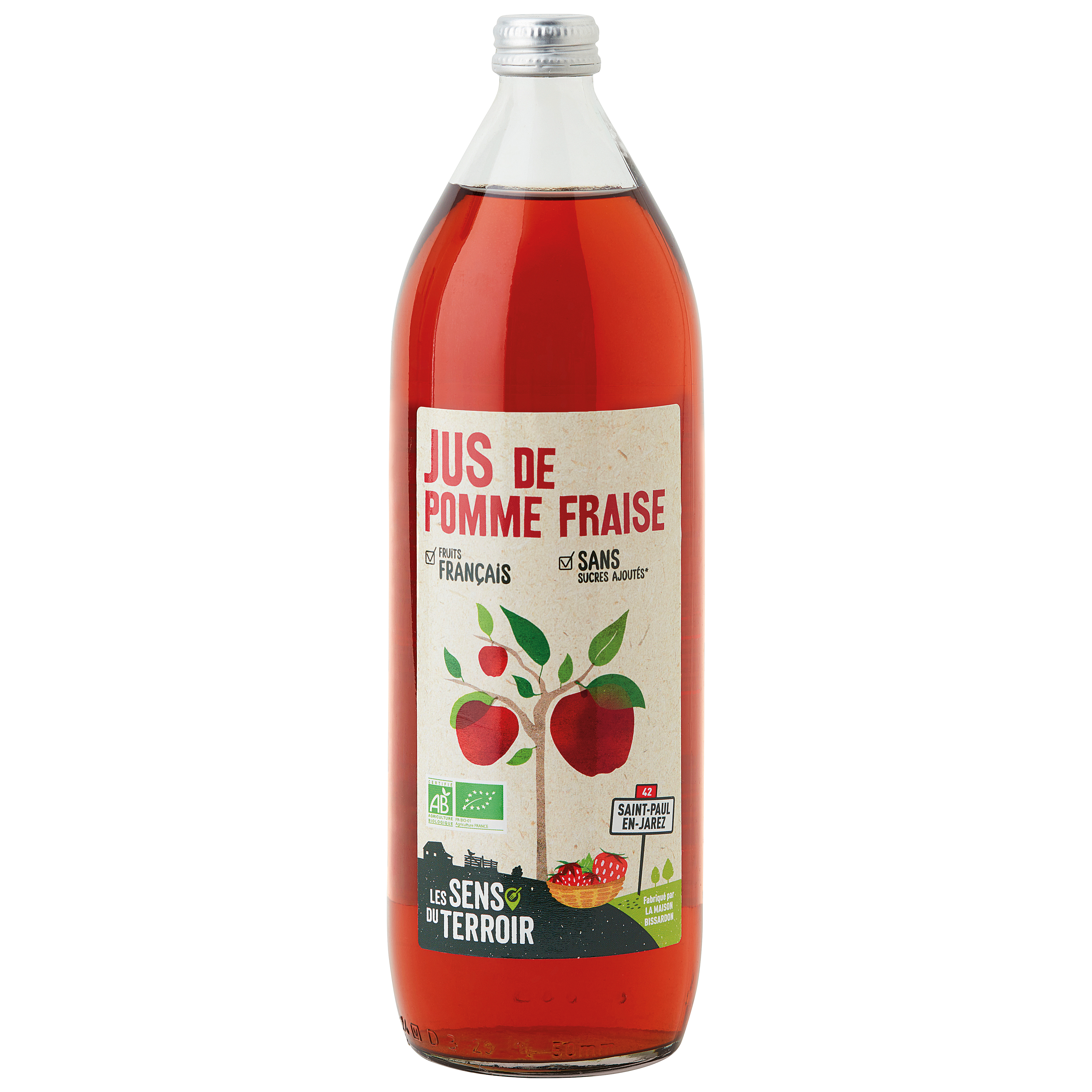 Les Sens du Terroir - Jus de pomme-fraise BIO 1 L - Les Sens du Terroir