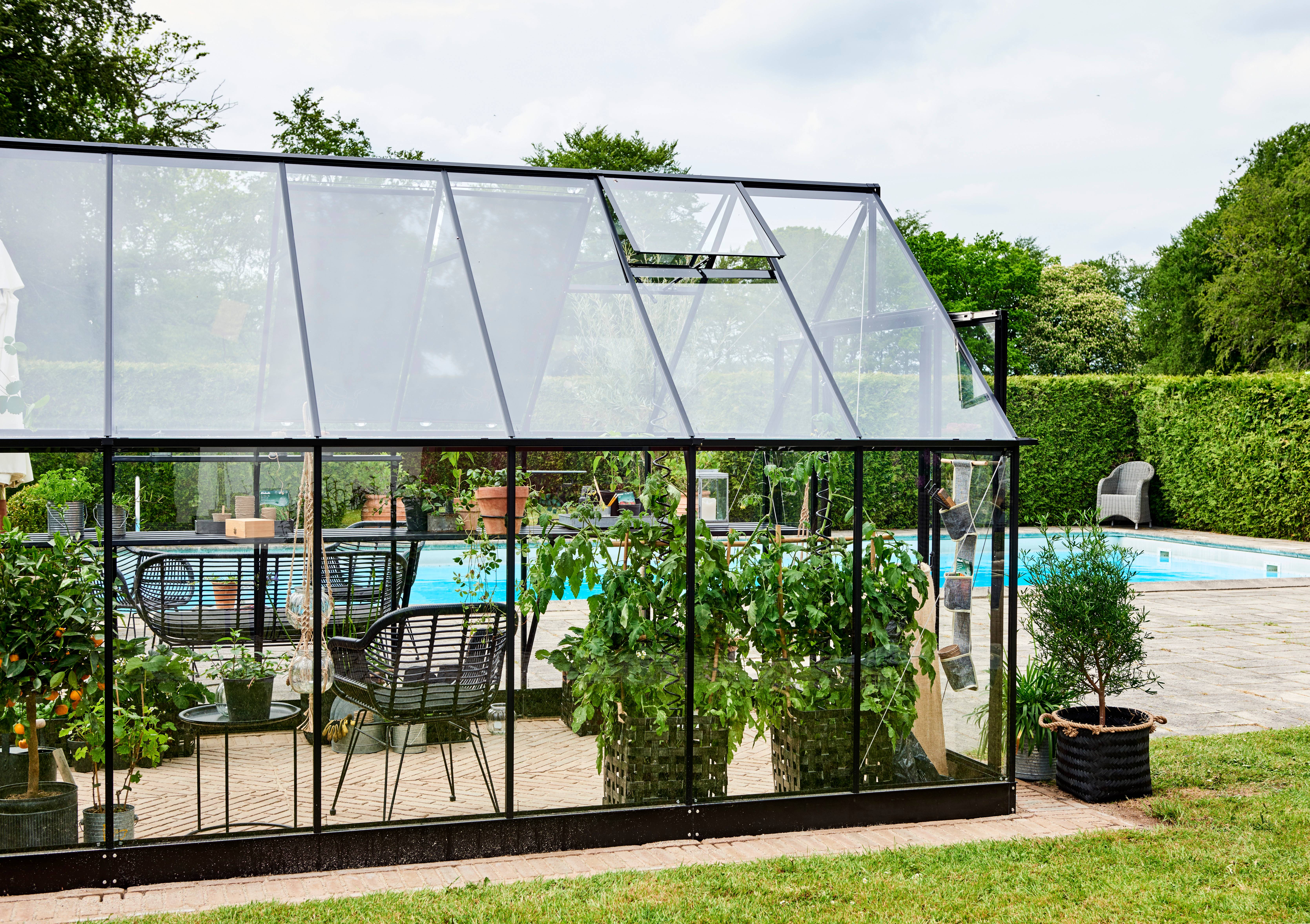 Halls - Serre de jardin verre trempé aluminium noir 12,5 m² Qube 8 - Halls - Image 3