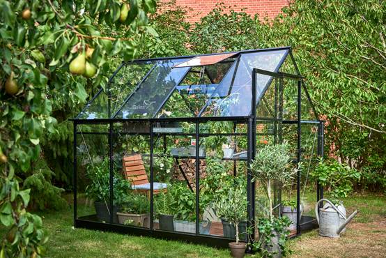 Halls - Serre de jardin verre trempé aluminium noir 4,7 m² Qube 6 - Halls - Image 1