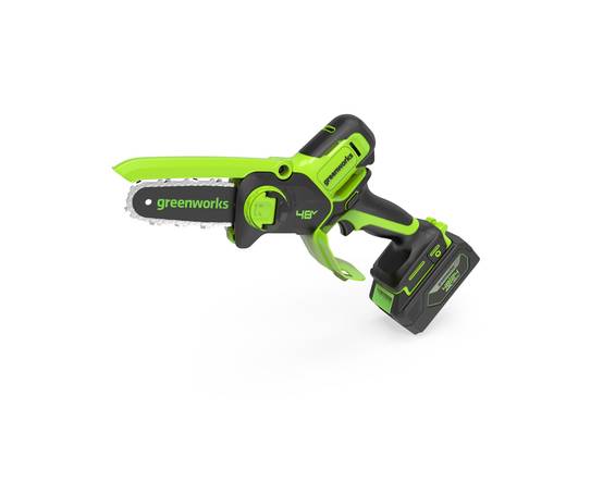 Greenworks - Elagueuse de jardin 10cm 48V 3 chaînes, housse, huile - GREENWORKS