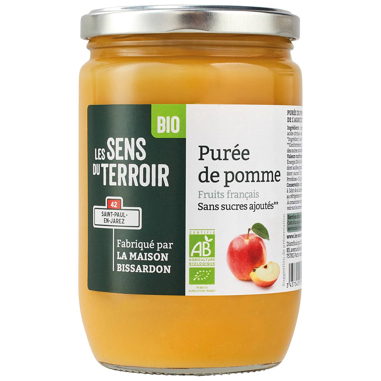 Les Sens du Terroir - Purée de pomme BIO 620 g - Les Sens du Terroir
