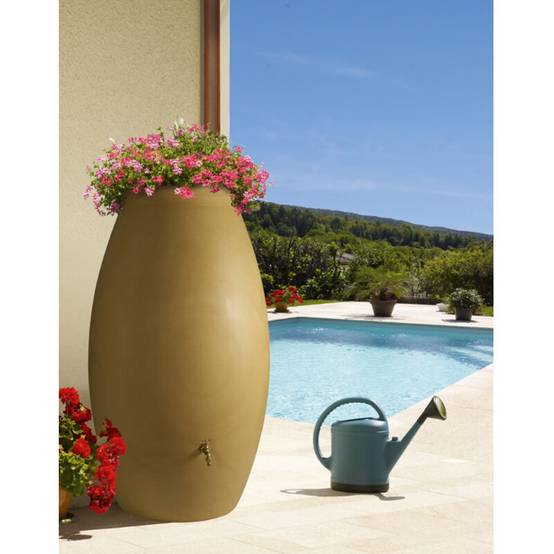 Belli - Récupérateur d'eau de pluie 500L robinet et collecteur inclus jarre PVC beige – BELLI - Image 4