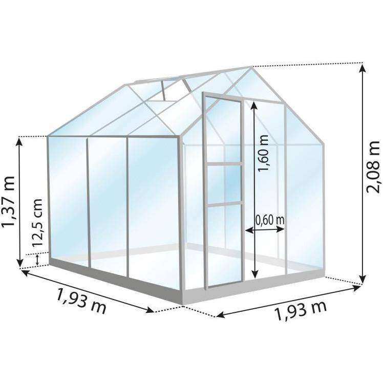 LAMS - Serre de jardin verre trempé aluminium anthracite 3,7 m² Allium avec embase - Lams - Image 3