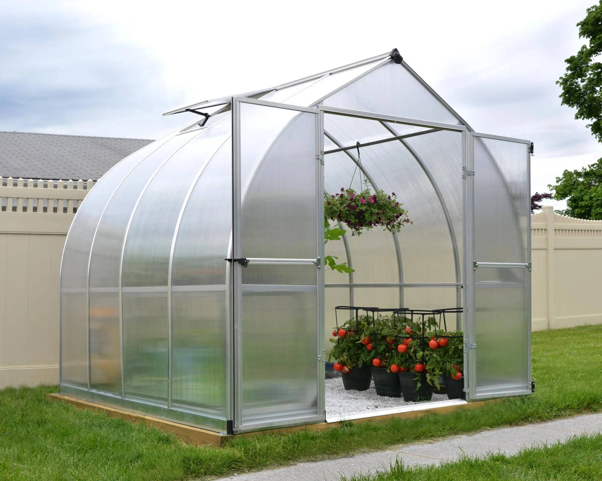 Serre de Jardin Polycarbonate Double Paroi Argent 244 x 244 cm - PALRAM - Image 14