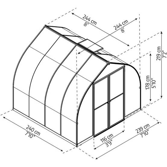 Serre de Jardin Polycarbonate Double Paroi Argent 244 x 244 cm - PALRAM - Image 16