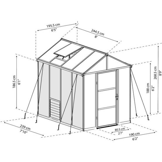 Canopia by Palram - Serre de jardin Polycarbonate Anthracite 4,54 m² – PALRAM - Image 12