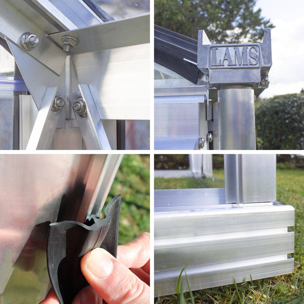 LAMS - Serre de jardin verre trempé aluminium anthracite 7,3 m² Luxia avec embase - Lams - Image 3