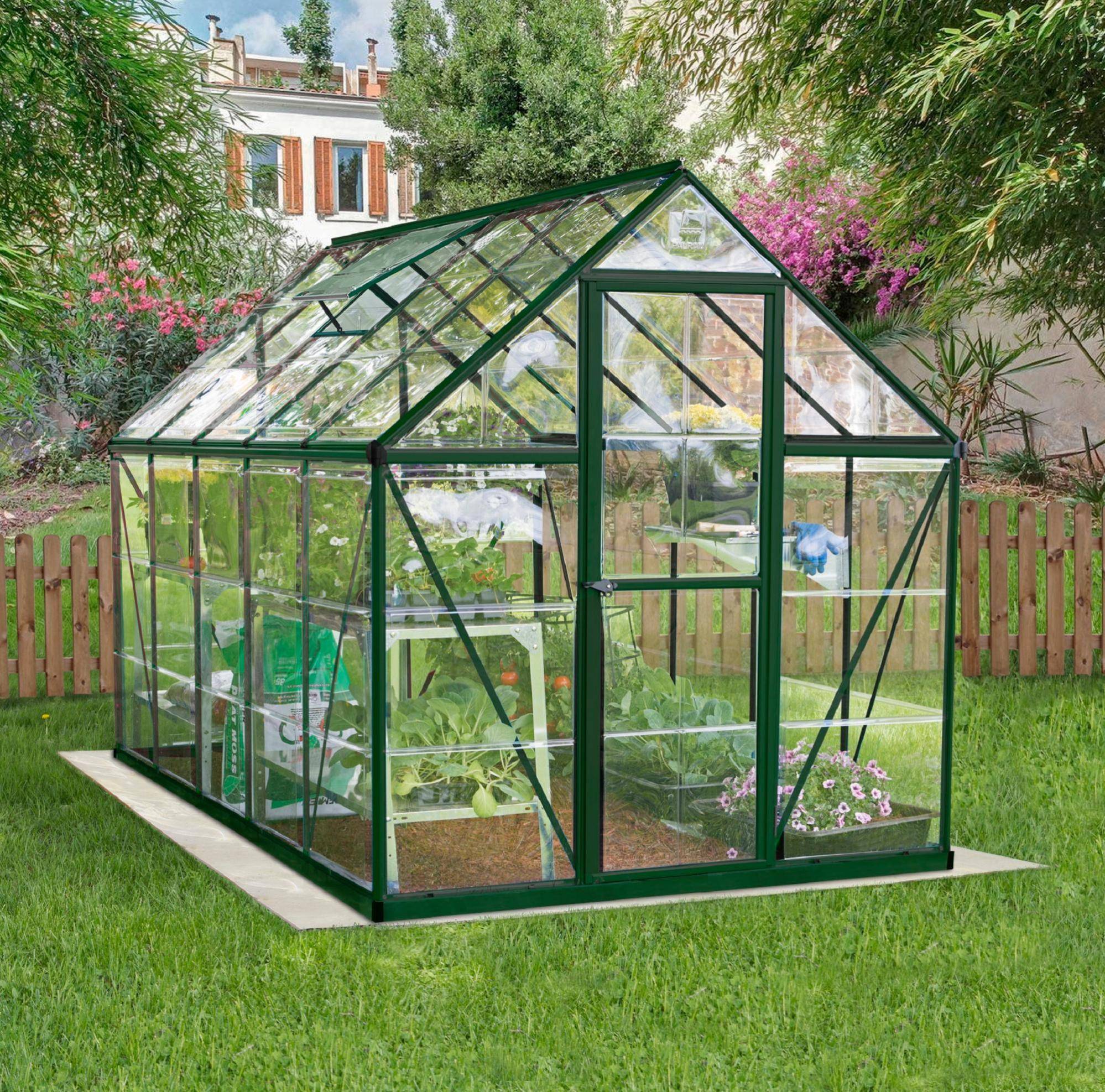 Canopia by Palram - Serre de jardin polycarbonate aluminium vert 5,7 m² Harmony avec embase - Canopia by Palram - Image 4