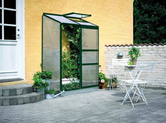 Halls - Serre de jardin adossée polycarbonate aluminium vert 0,9 m² Altan 2 - Halls - Image 1