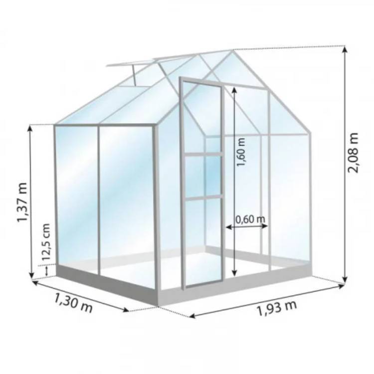 LAMS - Serre de jardin verre trempé aluminium anthracite 2,5 m² Allium avec embase - Lams - Image 3