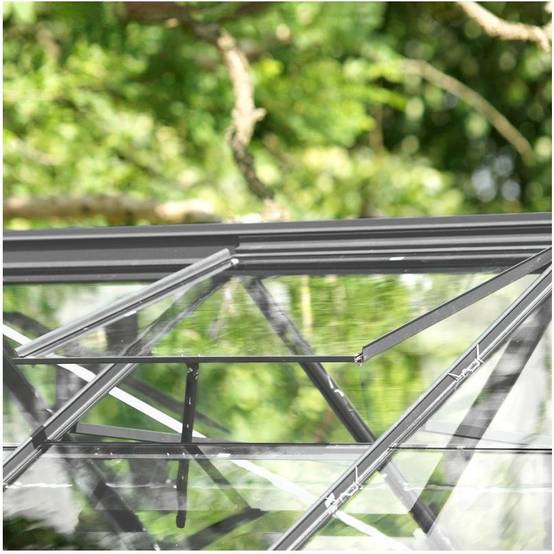LAMS - Serre de jardin verre trempé aluminium anthracite 4,9 m² Allium avec embase - Lams - Image 10