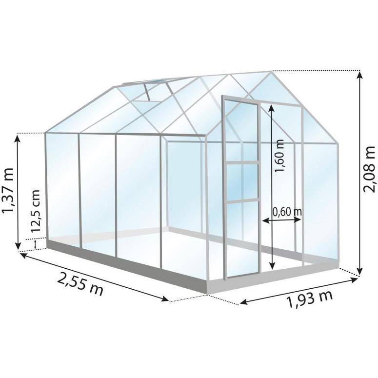 LAMS - Serre de jardin verre trempé aluminium anthracite 4,9 m² Allium avec embase - Lams - Image 12