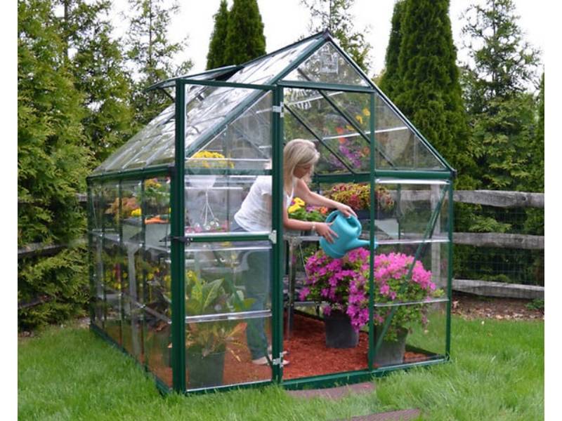 Canopia by Palram - Serre de jardin polycarbonate aluminium vert 4,6 m² Harmony avec embase - Canopia by Palram
