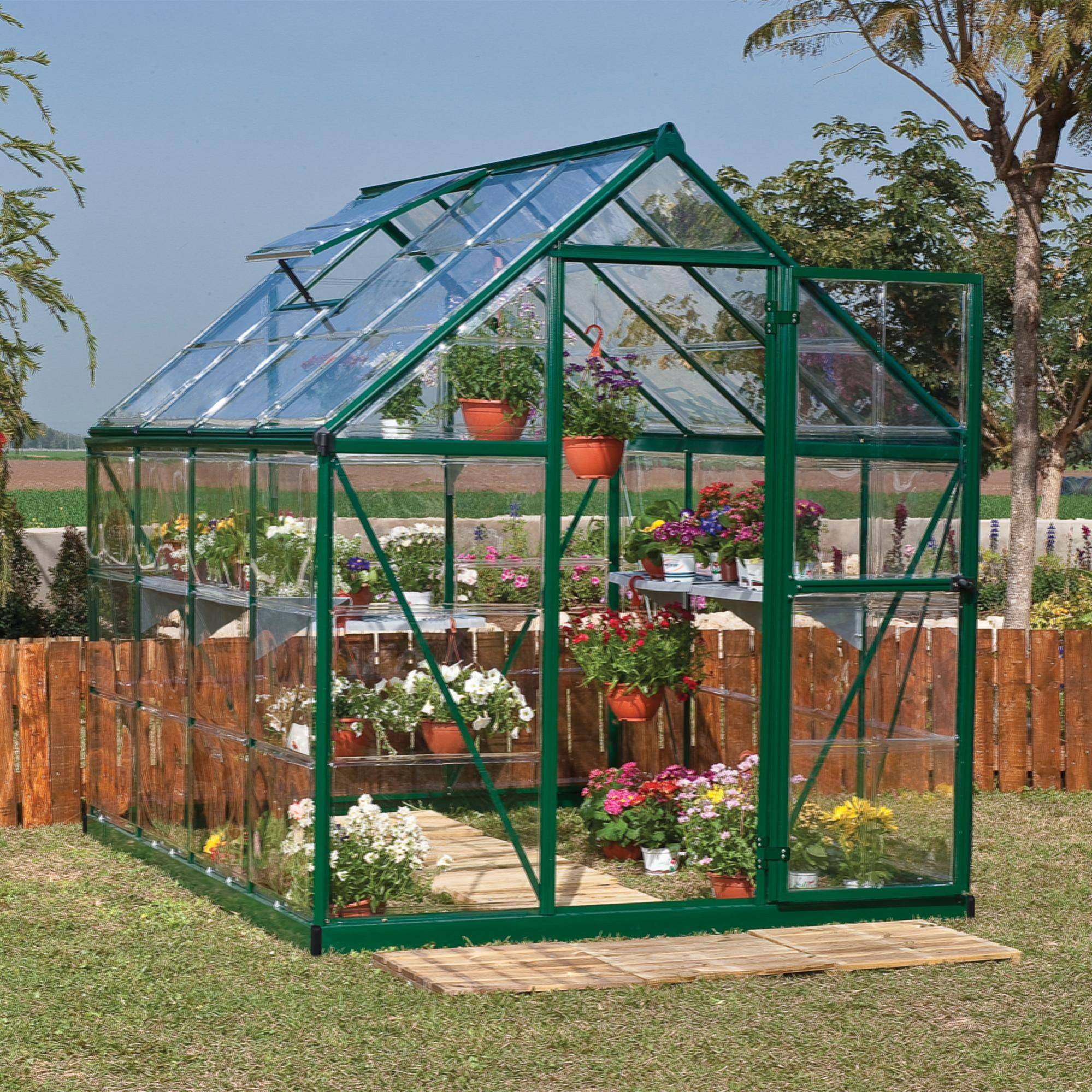 Canopia by Palram - Serre de jardin polycarbonate aluminium vert 4,6 m² Harmony avec embase - Canopia by Palram - Image 5