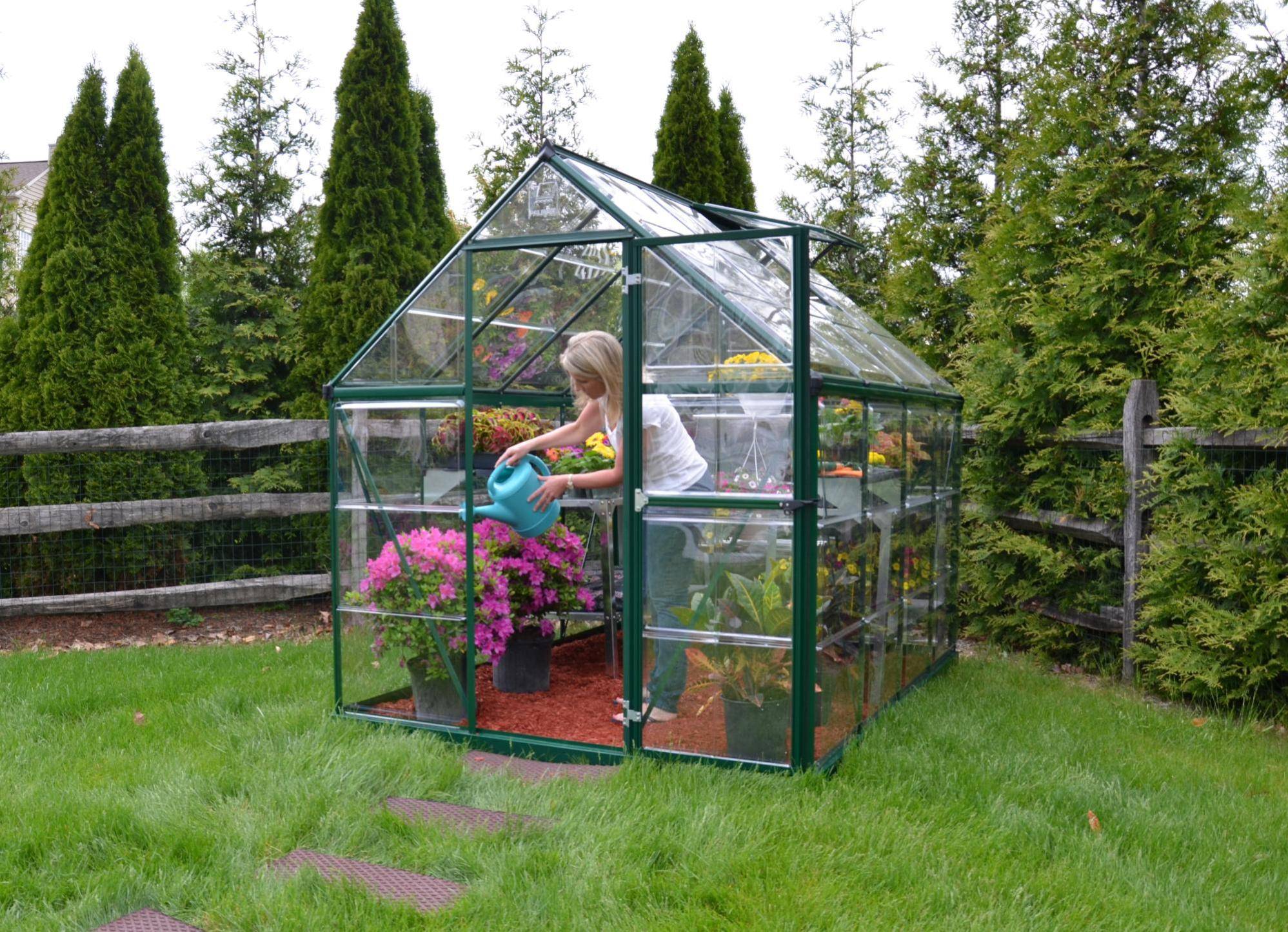 Canopia by Palram - Serre de jardin polycarbonate aluminium vert 4,6 m² Harmony avec embase - Canopia by Palram - Image 2