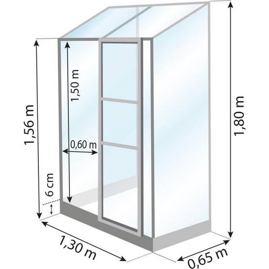 LAMS - Serre de jardin adossée verre trempé aluminium anthracite 0,9 m² Melissa avec embase - Lams - Image 3