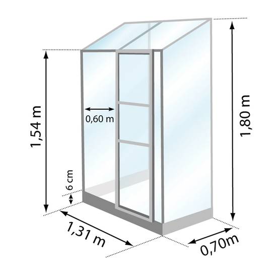 LAMS - Serre de jardin adossée verre trempé aluminium anthracite 0,9 m² Melissa avec embase - Lams - Image 8