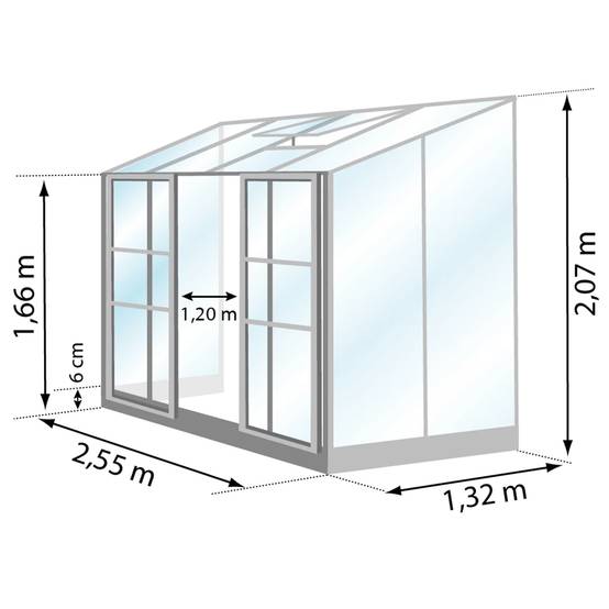 LAMS - Serre de jardin adossée verre trempé aluminium anthracite 3,3 m² Melissa avec embase - Lams - Image 3