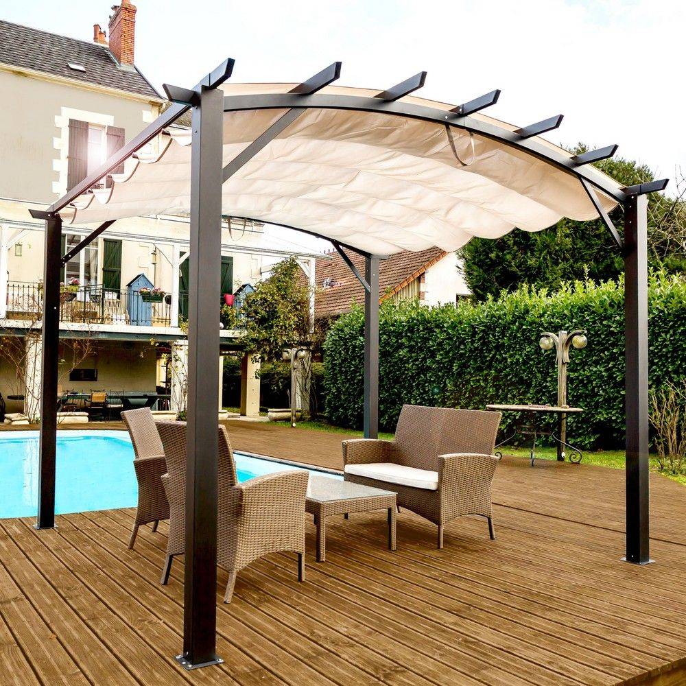 Pergola autoportante aluminium + toile coulissante 3,4 x 3,3 M - Image 8