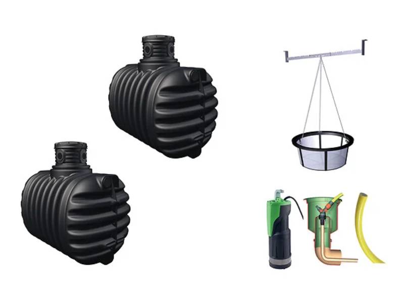 4Rain - Récupérateur d'eau de pluie à enterrer 5300L plastique noir - GARANTIA