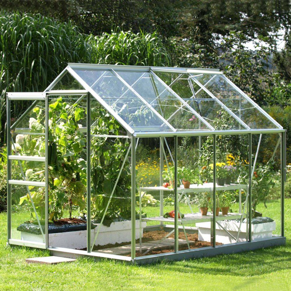LAMS - Serre de jardin verre trempé aluminium brut 4,9 m² Allium avec embase - Lams - Image 1