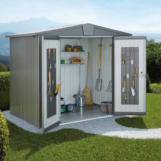 Abri de jardin métal 3,8 m² Ep. 0,53 mm Europa 3 Biohort gris - Image 1