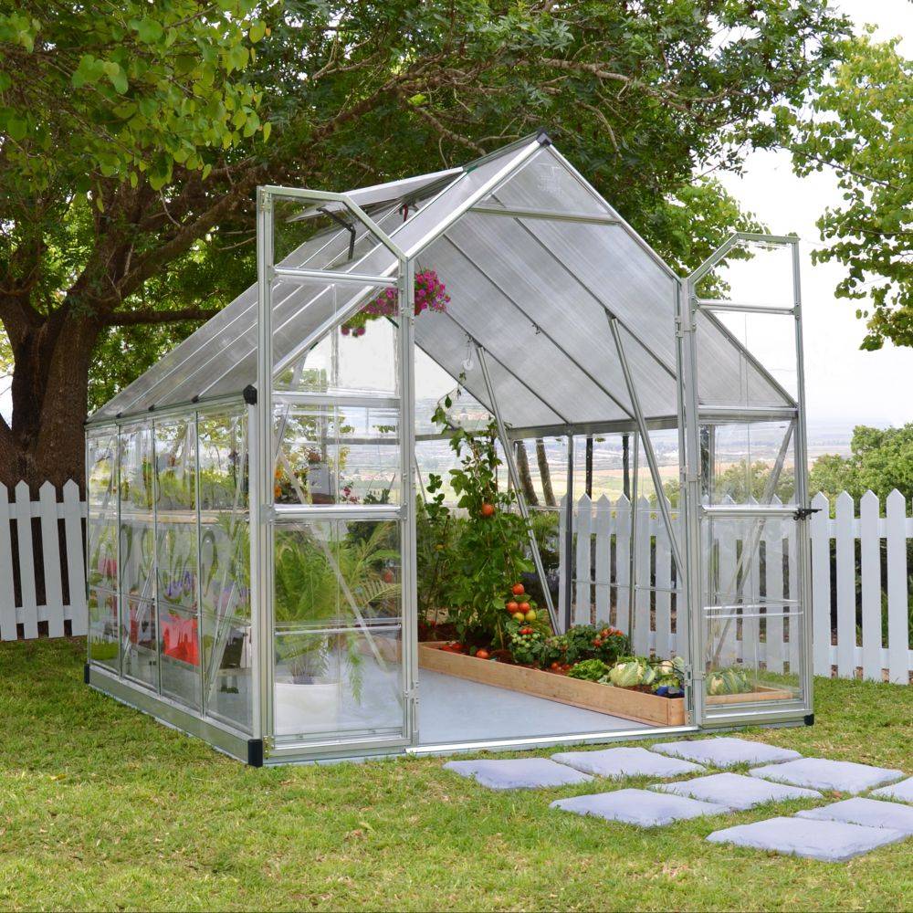 Canopia by Palram - Serre de jardin polycarbonate aluminium brut 6 m² Balance avec embase - Canopia by Palram