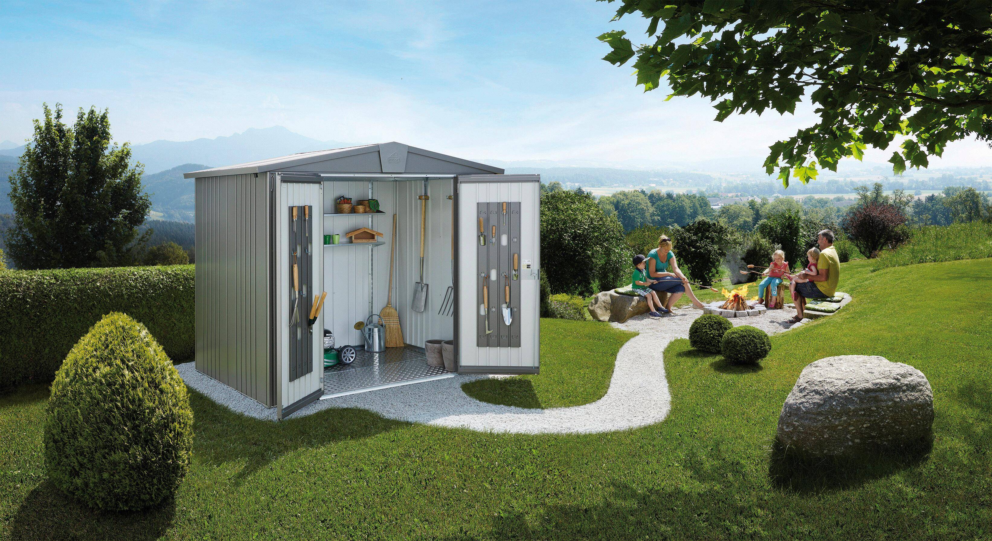 Abri de jardin métal 9.48 m² Ep. 0,53 mm Europa 7 Biohort gris - Image 9