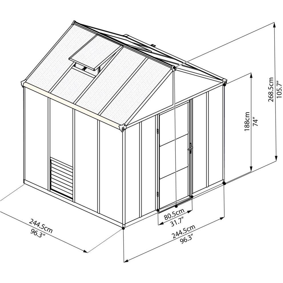 Canopia by Palram - Serre De Jardin Polycarbonate Double Paroi Gris Anthracite 5,7 m² – PALRAM - Image 10