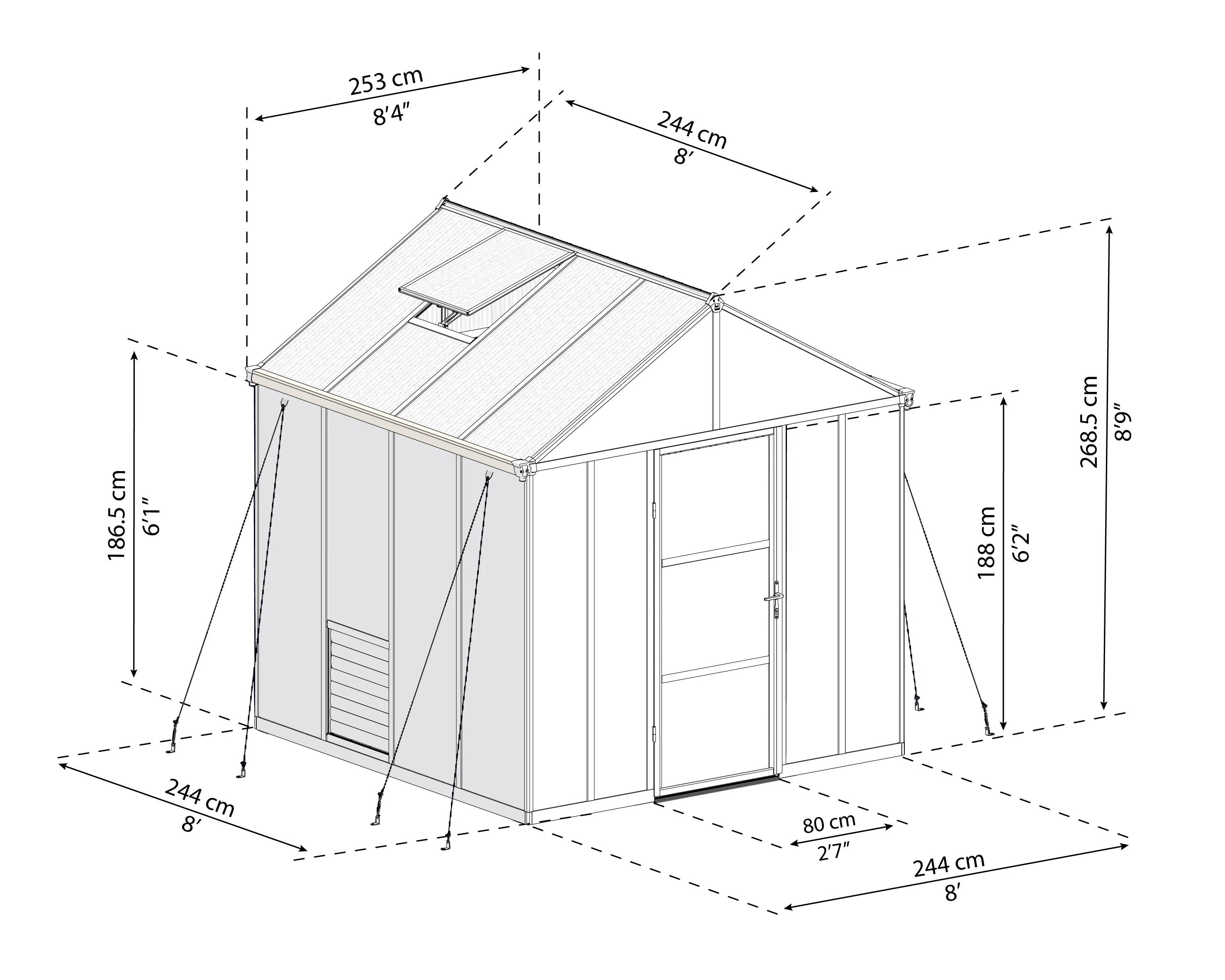 Canopia by Palram - Serre De Jardin Polycarbonate Double Paroi Gris Anthracite 5,7 m² – PALRAM - Image 15