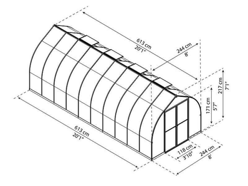 Canopia by Palram - Serre de Jardin Polycarbonate Double Paroi Argent 14,27 m² 601 x 244 x 219 cm - PALRAM - Image 4