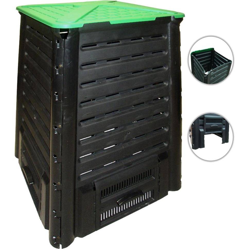 Composteur Compo'fast Plastique Recyclé Noir-Vert 600 L 77x77x122 cm ...