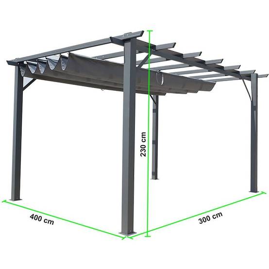 Tonnelle autoportante aluminium + toile coulissante gris 4 x 3 M - Image 5